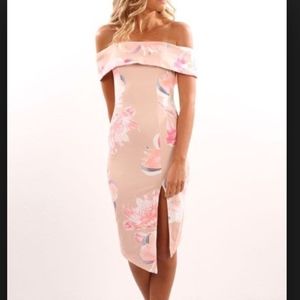 Blush Pink Floral Midi Dress